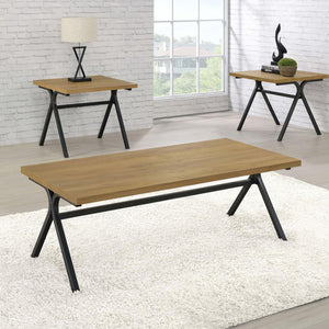 English Elm Golden Oak Gunmetal 3-Piece Occasional Set with Rustic-Modern Silhouettes, Sleek Coffee & Ends B062P153606