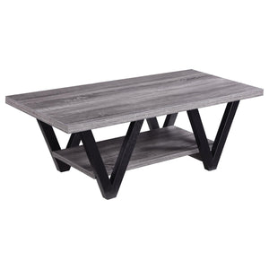 English Elm Black Modern Sculptural Coffee Table With Angled Legs & Open Shelf – Perfect For Stylish Living Rooms! B062P153609