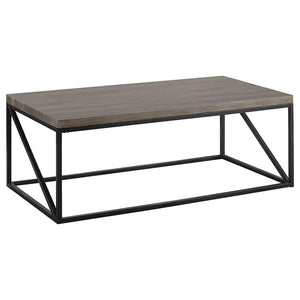 English Elm Sonoma Contemporary Grey and Black Rectangular Coffee Table with Metal Frame, Minimalist Storage (96) B062P153605