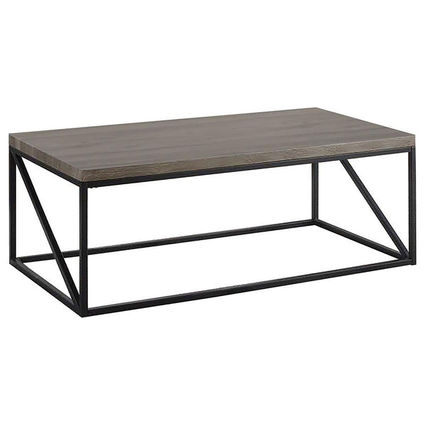 English Elm Sonoma Contemporary Grey and Black Rectangular Coffee Table with Metal Frame, Minimalist Storage (96) B062P153605