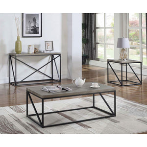 English Elm Sonoma Contemporary Grey and Black Rectangular Coffee Table with Metal Frame, Minimalist Storage (96) B062P153605