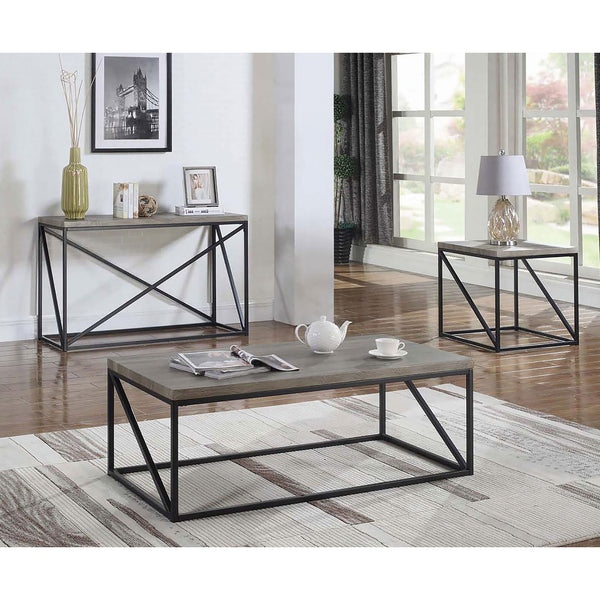 English Elm Sonoma Contemporary Grey and Black Rectangular Coffee Table with Metal Frame, Minimalist Storage (96) B062P153605