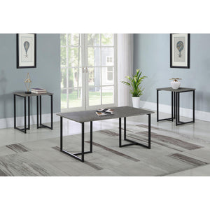 English Elm Weathered Grey 3-Piece Occasional Table Set with Black Metal Base, Rustic Modern Coffee & Ends (97) B062P153613