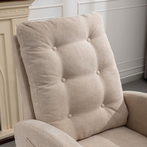 English Elm LY-5104 Plush High-Back Accent Rocking Chair with Footrest, Ergonomic Foam Cushion for Living Spaces Beige W2231P143504
