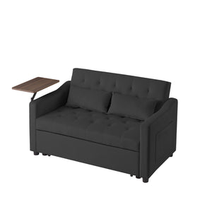 English Elm BLACK Velvet Sofa Bed with Foam Comfort, Solid Wood Frame, Black Legs — Compact 46x40x16.55" Convertible Lounge W588P154122