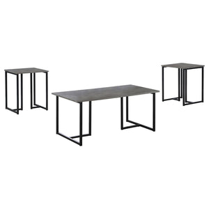English Elm Weathered Grey 3-Piece Occasional Table Set with Black Metal Base, Rustic Modern Coffee & Ends (97) B062P153613
