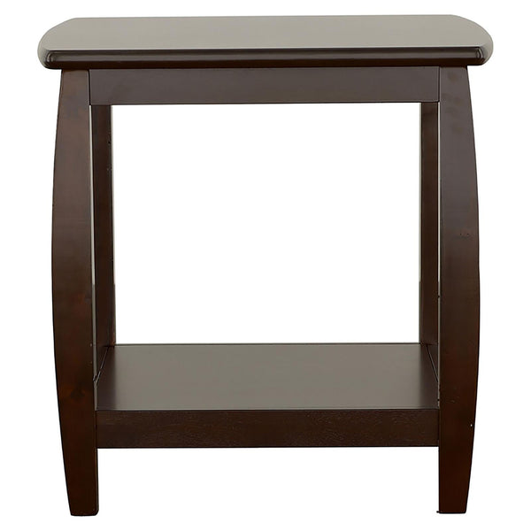 English Elm Cappuccino Square End Table - Elegant Modern Design With Curved Legs & Double Shelf For Storage Solutions B062P153617
