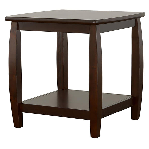 English Elm Cappuccino Square End Table - Elegant Modern Design With Curved Legs & Double Shelf For Storage Solutions B062P153617