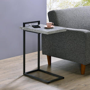 English Elm Grey Stetsonia C-Table with USB Port — Slim Gunmetal Industrial Accent Table for Small Spaces, 26" H B062P153601