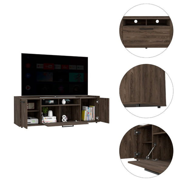 English Elm Lyon Dark Walnut TV Stand for TVs up to 55" with Cable Management, Storage & Tip-Over Safety B20091937