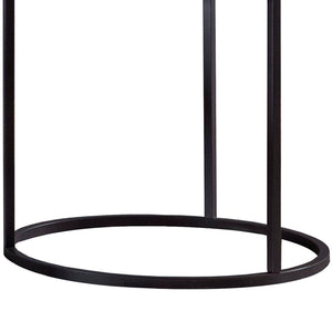 English Elm Grey Grey Faux Marble End Table with Gunmetal Base — Elegant Hanover Accent Table, 23" Round Top B062P153603