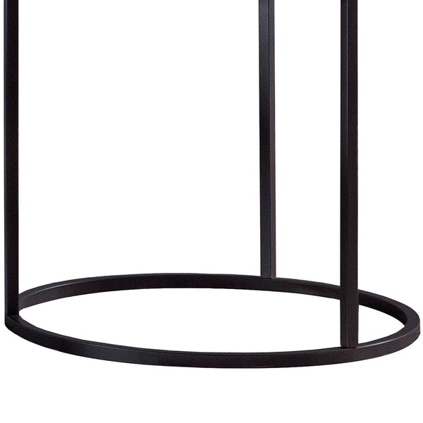 English Elm Grey Grey Faux Marble End Table with Gunmetal Base — Elegant Hanover Accent Table, 23" Round Top B062P153603