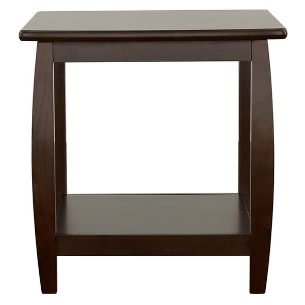 English Elm Cappuccino Square End Table - Elegant Modern Design With Curved Legs & Double Shelf For Storage Solutions B062P153617