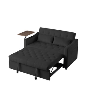 English Elm BLACK Velvet Sofa Bed with Foam Comfort, Solid Wood Frame, Black Legs — Compact 46x40x16.55" Convertible Lounge W588P154122