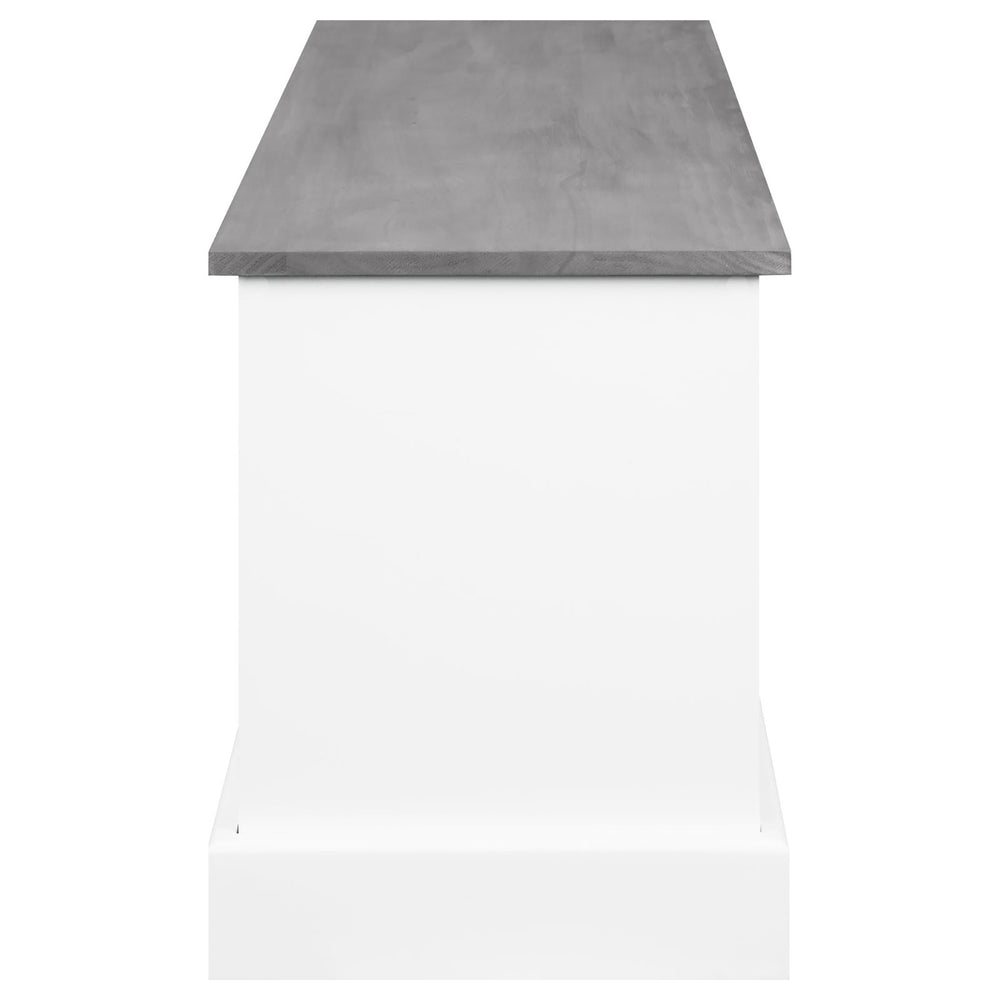 English Elm White 3-Drawer Storage Bench with Weathered Grey Top, Removable Baskets, Rustic Charm & 200lb Limit B062P153583