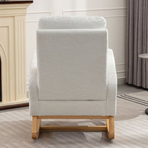 English Elm LY-5104 Plush High-Back Accent Rocking Chair with Footrest, Ergonomic Foam Cushion for Living Spaces White W2231P143508