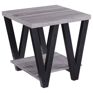 English Elm Black Angled Leg End Table – Modern Two-Tone Design With Open Shelf For Living Room & Bedroom Decor B062P153612