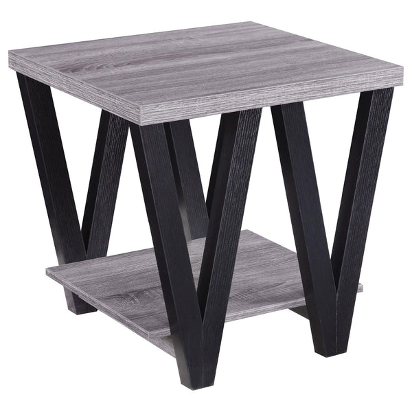 English Elm Black Angled Leg End Table – Modern Two-Tone Design With Open Shelf For Living Room & Bedroom Decor B062P153612
