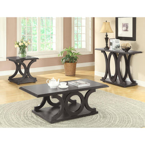 English Elm Cappuccino Modern C-Shaped Wood Coffee Table with Rounded Intersecting Silhouette, 47.25" Wide B062P153610