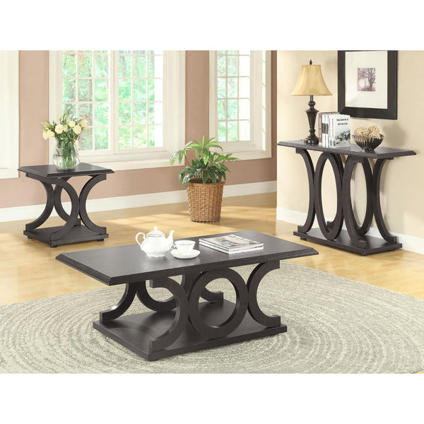 English Elm Cappuccino Modern C-Shaped Wood Coffee Table with Rounded Intersecting Silhouette, 47.25" Wide B062P153610