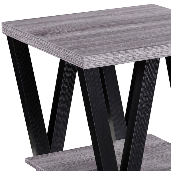 English Elm Black Angled Leg End Table – Modern Two-Tone Design With Open Shelf For Living Room & Bedroom Decor B062P153612