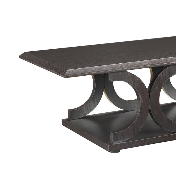 English Elm Cappuccino Modern C-Shaped Wood Coffee Table with Rounded Intersecting Silhouette, 47.25" Wide B062P153610