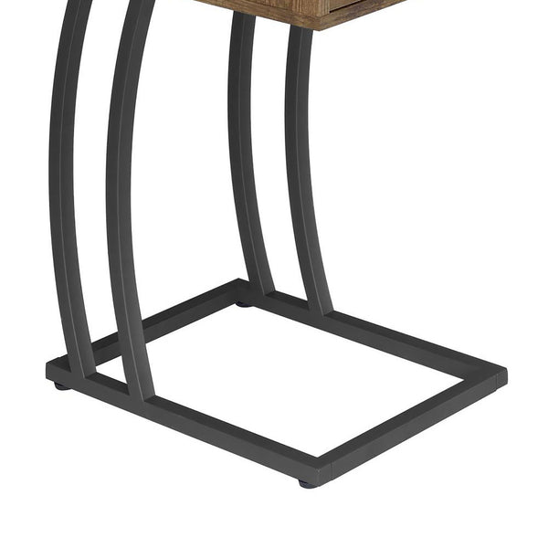 English Elm Antique Rustic Nutmeg Accent Table with Gunmetal C-Base, Chunky Wood Top, Dual USB & Power Ports B062P153607