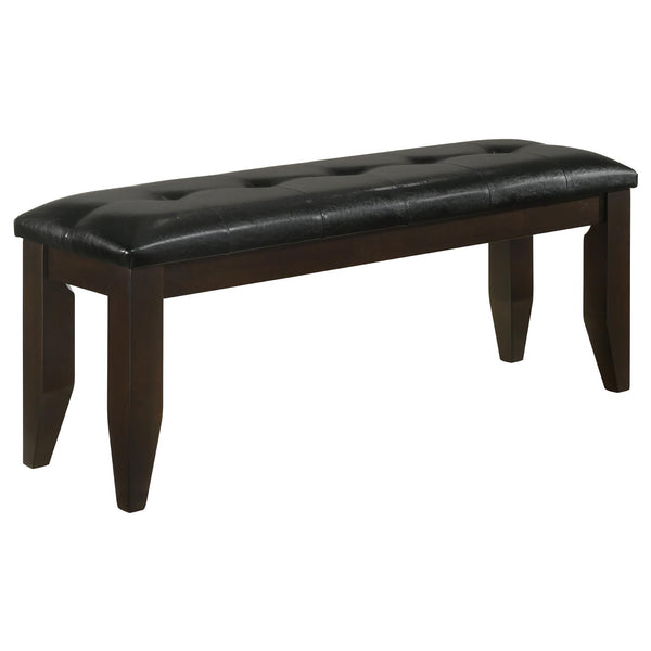 English Elm Cappuccino Modern Black Tufted Faux Leather Dining Bench with Cappuccino Base – Sleek 47" Accent Seat B062P153586