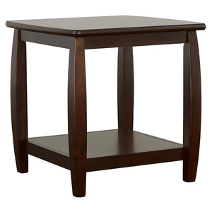 English Elm Cappuccino Square End Table - Elegant Modern Design With Curved Legs & Double Shelf For Storage Solutions B062P153617