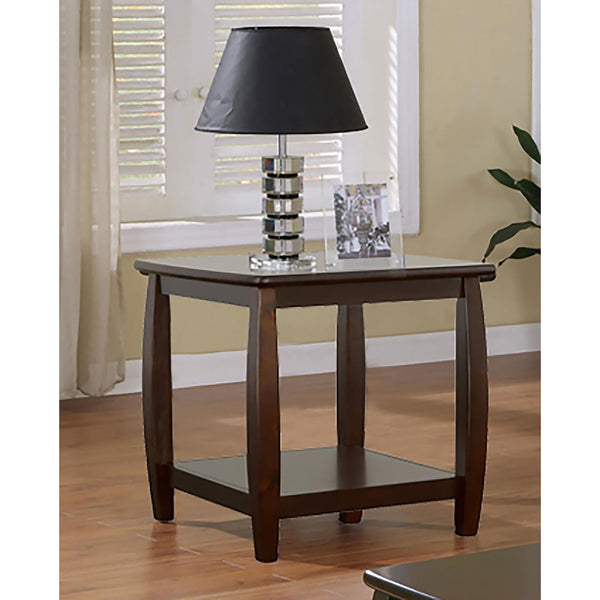 English Elm Cappuccino Square End Table - Elegant Modern Design With Curved Legs & Double Shelf For Storage Solutions B062P153617