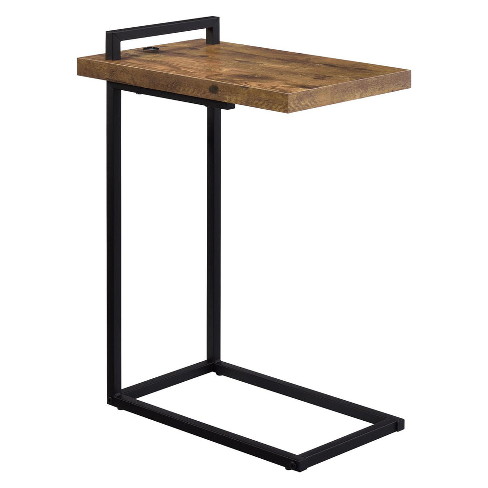 English Elm Antique Stetsonia C-Table in Nutmeg with Slim Black C-Frame and Built-In USB Charging Port, 26"H B062P153590