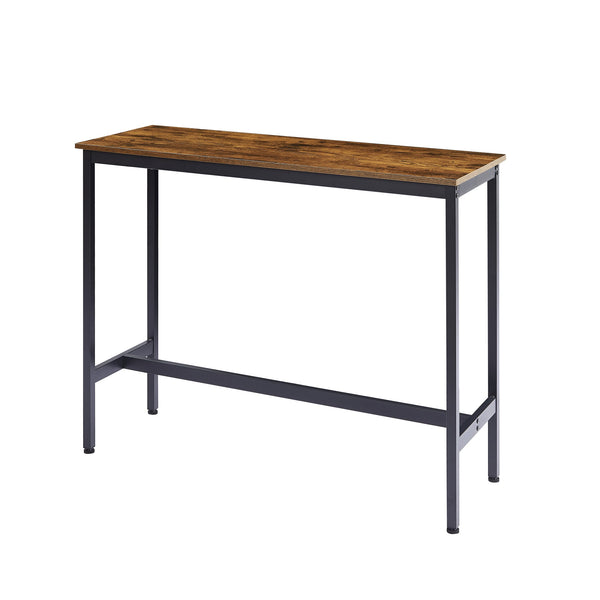 English Elm Bar Bar Table Set with 2 PU Cushioned Stools, Rustic Brown Vintage Woodgrain, Space-Saving Design W1162P144762