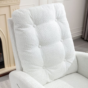 English Elm LY-5104 Plush High-Back Accent Rocking Chair with Footrest, Ergonomic Foam Cushion for Living Spaces White W2231P143508