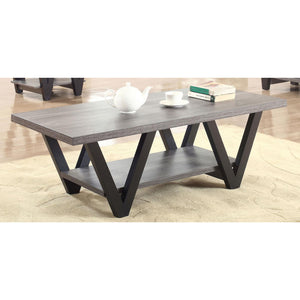 English Elm Black Modern Sculptural Coffee Table With Angled Legs & Open Shelf – Perfect For Stylish Living Rooms! B062P153609