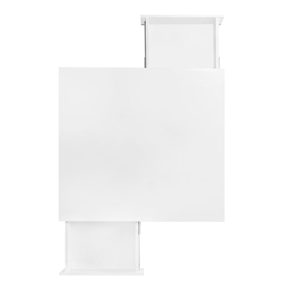 English Elm On-trend Gloss White Square Coffee Table Gold Legs Hidden Drawers Open Shelf Living Room WF315490AAK