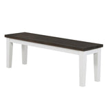 Transitional White & Espresso Dining Bench with Acacia Veneer Seat - Versatile Seating for Any Space