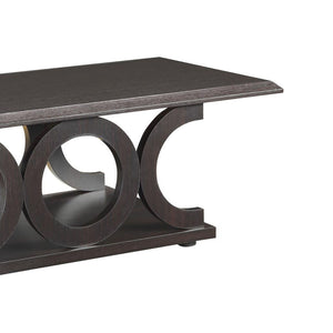 English Elm Cappuccino Modern C-Shaped Wood Coffee Table with Rounded Intersecting Silhouette, 47.25" Wide B062P153610