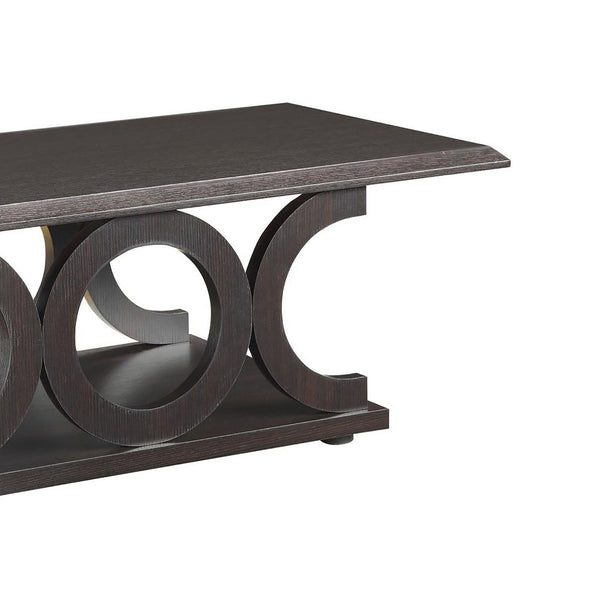 English Elm Cappuccino Modern C-Shaped Wood Coffee Table with Rounded Intersecting Silhouette, 47.25" Wide B062P153610