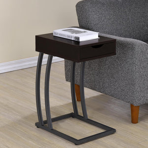 English Elm Cappuccino Compact Accent Table With Gunmetal Base, Usb Ports & Space-Saving Design For Modern Living B062P153621