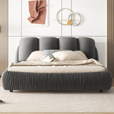 Hearth and Haven King Size Luxury Upholstered Bed with Thick Headboard, Velvet King Bed with Oversized Padded Backrest(Expect Arrive Date 2024/3/15) W1580P144453