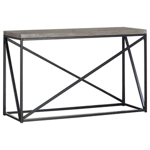 English Elm Sonoma Industrial Grey and Black Rectangular Sofa Table with Metal Frame, Rustic Wood Top, 200 lb Limit B062P153618