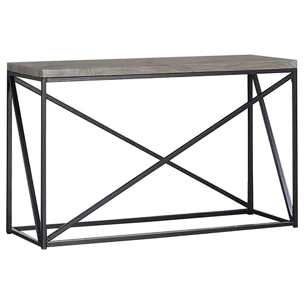 English Elm Sonoma Industrial Grey and Black Rectangular Sofa Table with Metal Frame, Rustic Wood Top, 200 lb Limit B062P153618