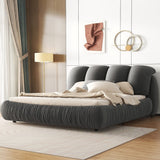 King Size Velvet Upholstered Bed, Thick Headboard, Oversized Backrest