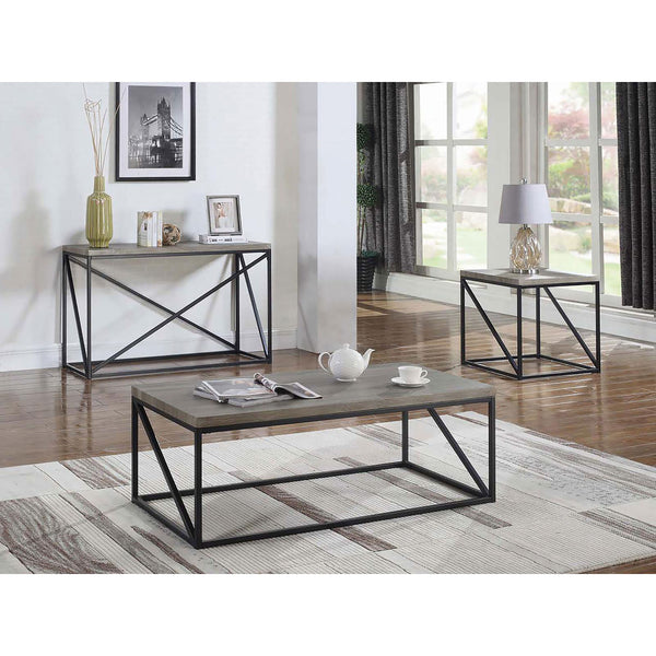 English Elm Sonoma Industrial Grey and Black Rectangular Sofa Table with Metal Frame, Rustic Wood Top, 200 lb Limit B062P153618