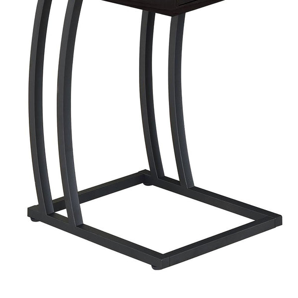 English Elm Cappuccino Compact Accent Table With Gunmetal Base, Usb Ports & Space-Saving Design For Modern Living B062P153621