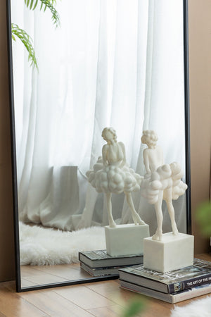 English Elm 28x1x74" Celine Arched Full Length Floor Mirror Matte Black Iron Frame Bedroom W2078P154679