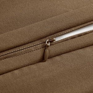 English Elm 4 Piece Comforter Set Cal King Patchwork Jacquard Chenille Warm Elegant Textured Bedding Ensemble Brown 21.25 L x 22.5 W x 12 H B035P148264