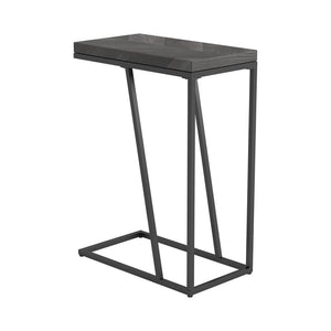 English Elm Rustic Modern Herringbone Accent Table with Sandy Black Metal Legs, Slim Open Silhouette, 25" H B062P153638