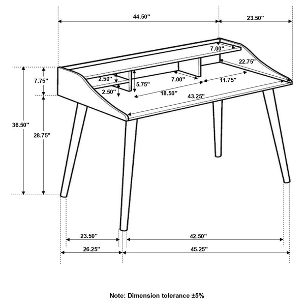 English Elm Grey 4-Compartment Writing Desk with Open Sophisticated Design, Asian Hardwood & MDF, 44.5" Wide B062P153653
