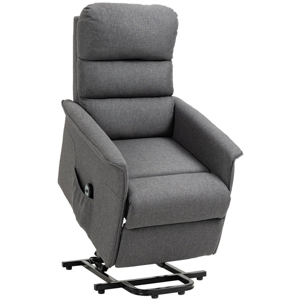 English Elm Electric Power Lift Recliner Chair with Remote Control, Linen-Feel Upholstery, Pocketed Comfort Gray W2225P154804